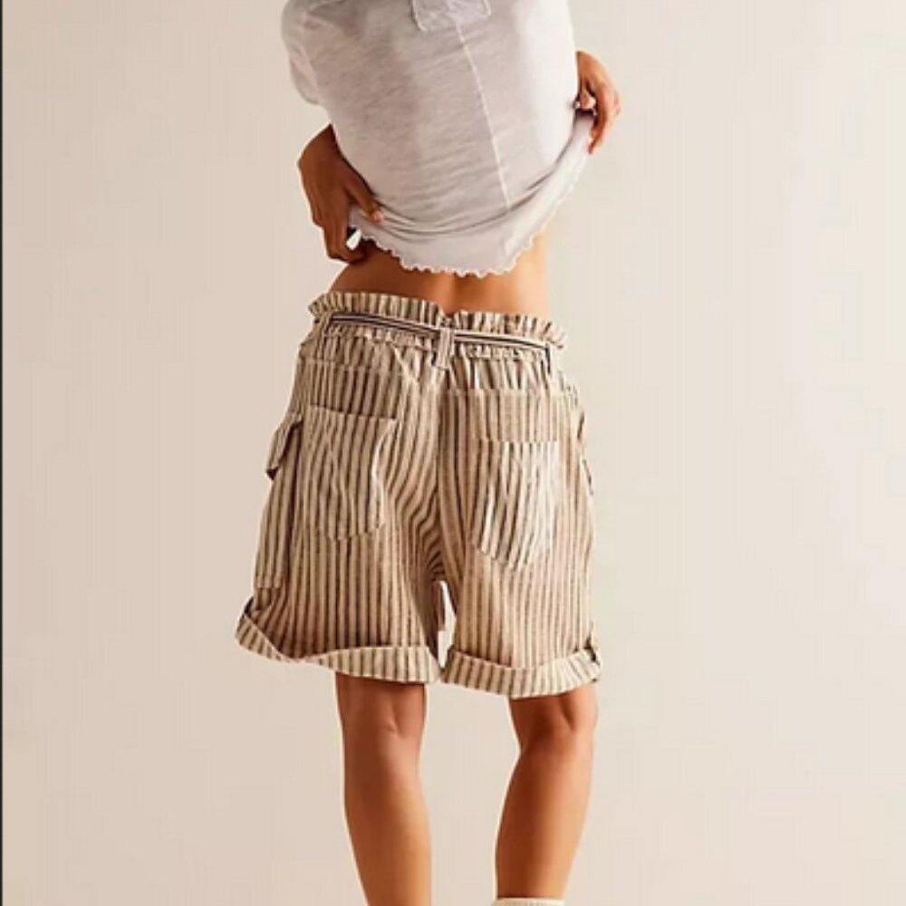 Free People Fp One Harrison Striped Shorts Printed Ivory Combo S - Picture 2 of 7